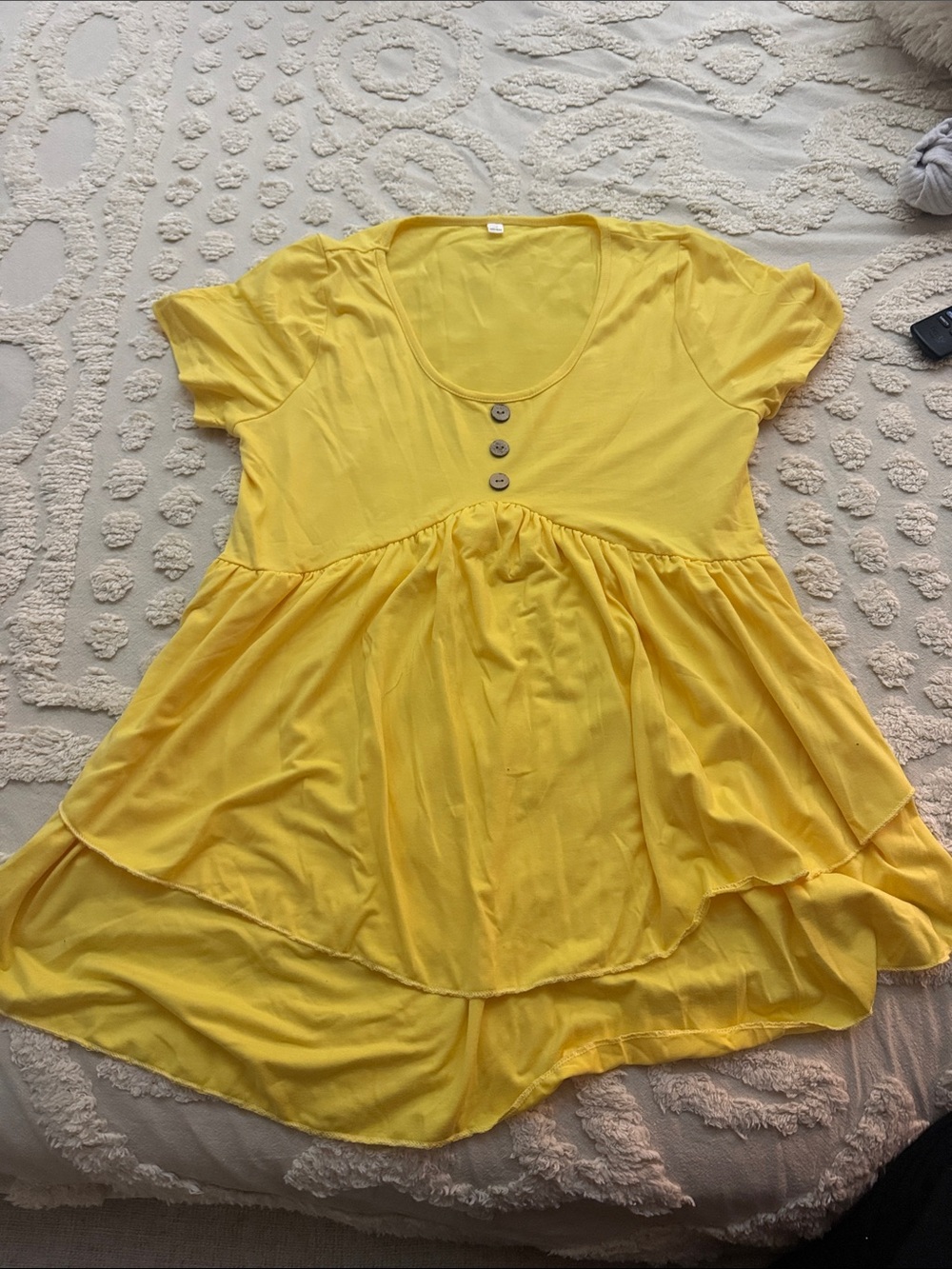 Yellow Short Sleeve Babydoll Top - Unbranded